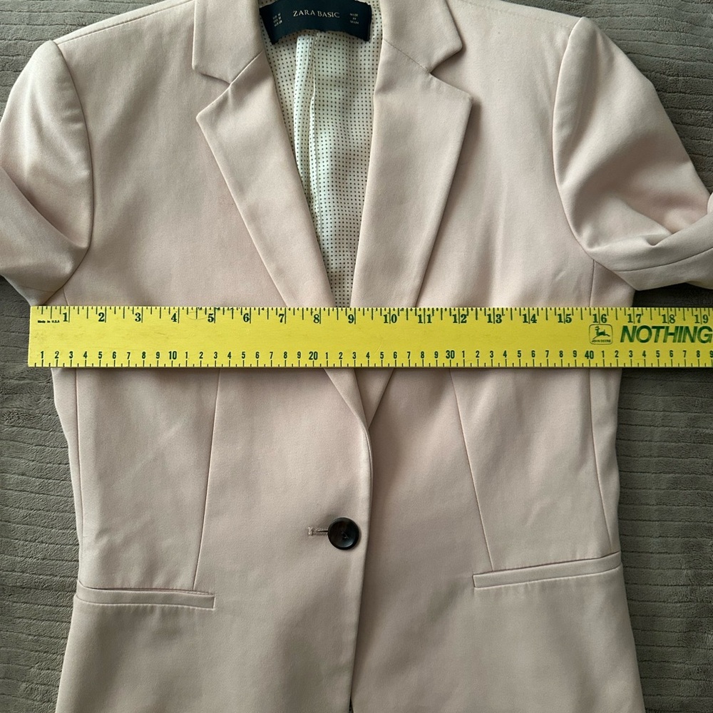 Zara Basic One Button Front Closure Pale Pink Bla… - image 4